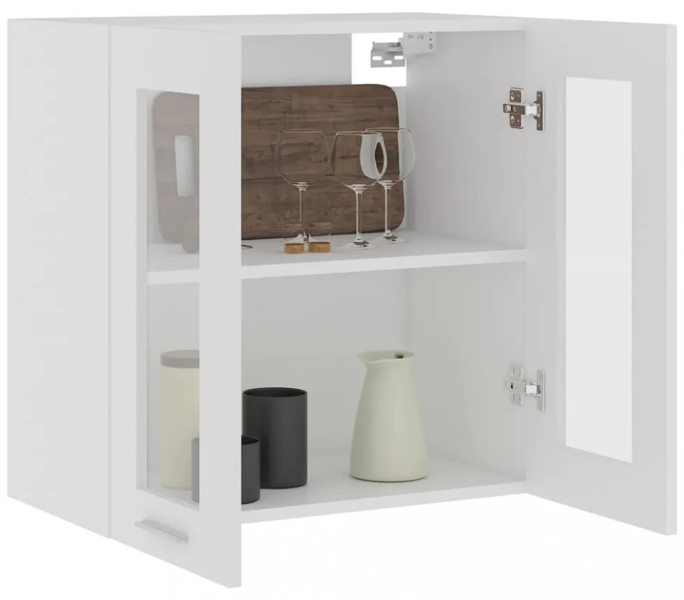 “Lyon” fehér szerelt fa függő üvegszekrény 60 x 31 x 60 cm