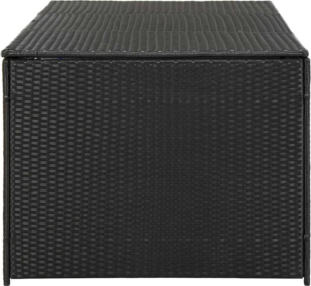 Fekete Polyrattan Kerti Tárolóláda 180 X 90 X 70 Cm