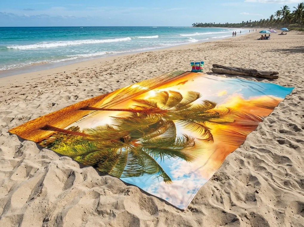 Gyorsan száradó XXL strand fürdőlepedő SOLIVANA színes, 150 x 210 cm, 100% mikroszál