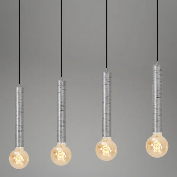 Briloner - Csillár zsinóron LONGA 4xE27/60W/230V ezüst