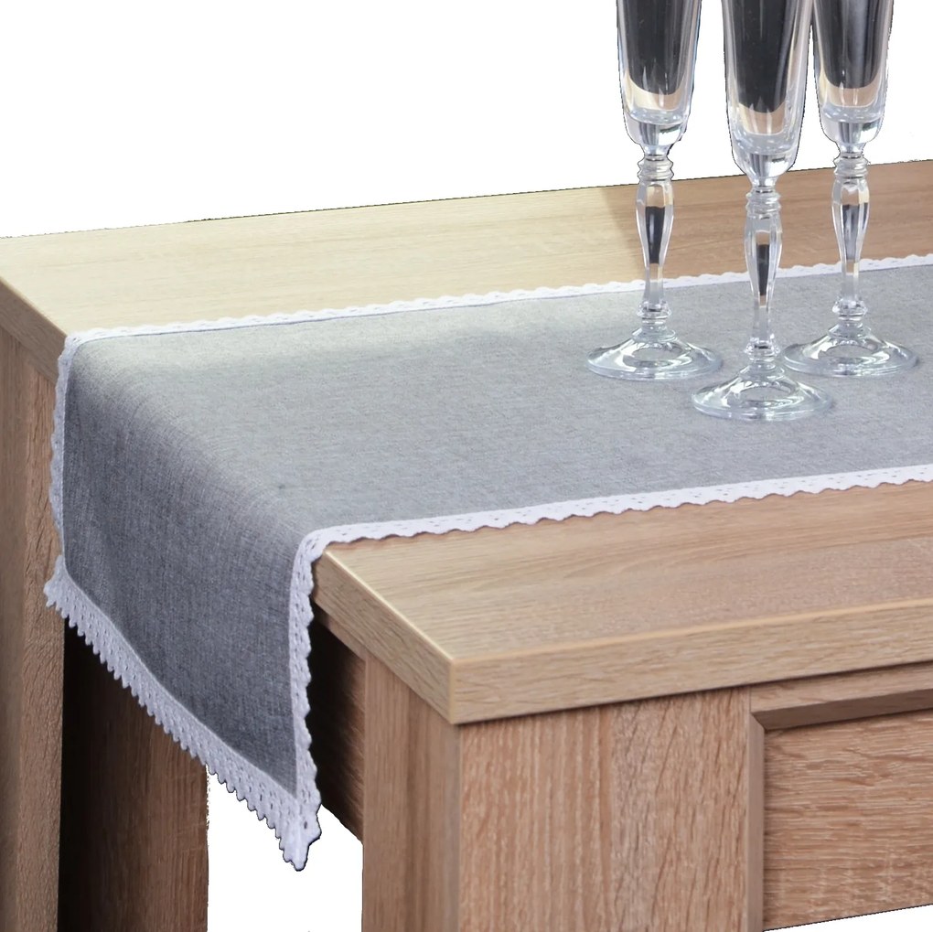 foltálló csipkés futófelület Malaga 40x140 szürke