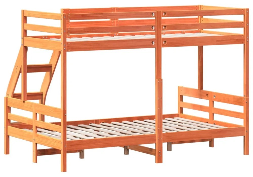 viaszbarna tömör fenyőfa emeletes ágy 80 x 200/120 x 200 cm