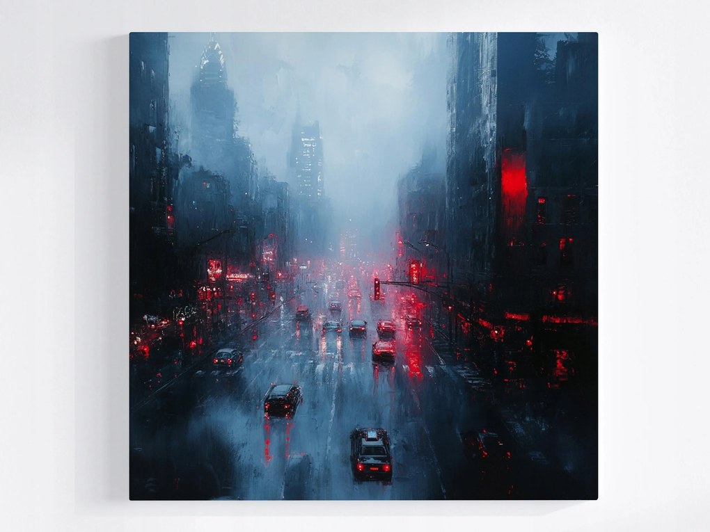 Poszter Kilátás Város Utca Autók Eső Zápor 40x40