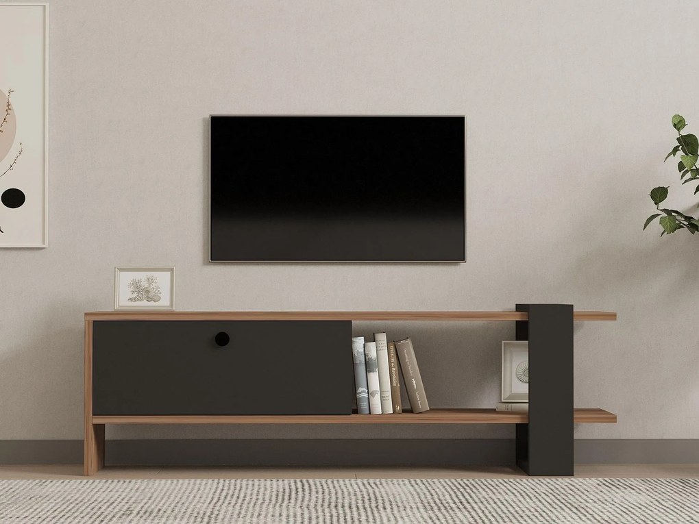 TV asztal/szekrény Dutudo (tölgy + antracit) . Akció -24%. 1095104