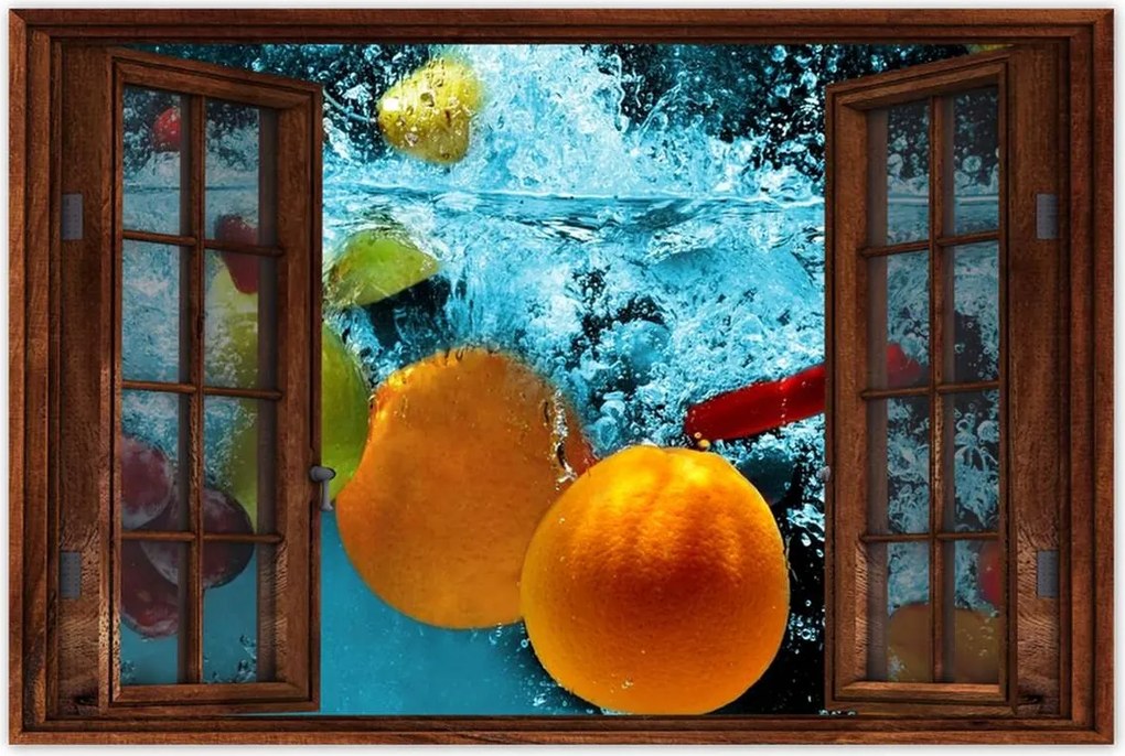 Poszterek 90x60 Kék csobbanás gyümölcsökkel