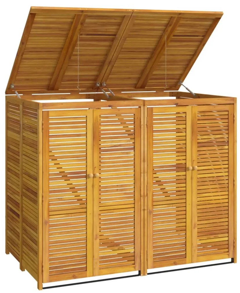 tömör dupla akácfa kukatároló 140 x 89 x 117 cm