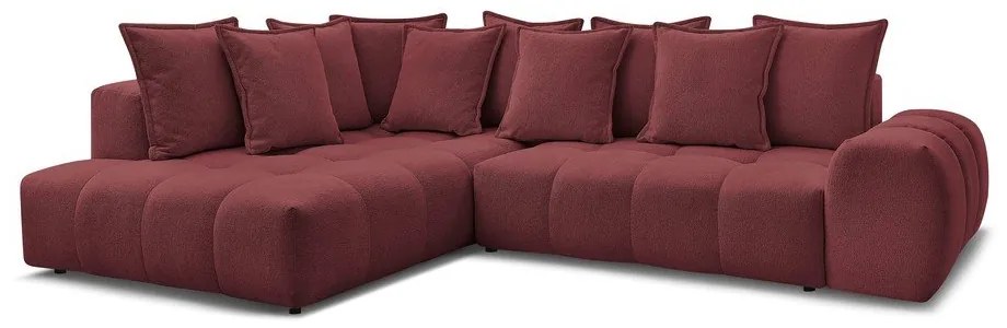 Borvörös zsenília kinyitható-tárolóhelyes sarokkanapé (bal oldali-L alakú) Everest – Bobochic Paris