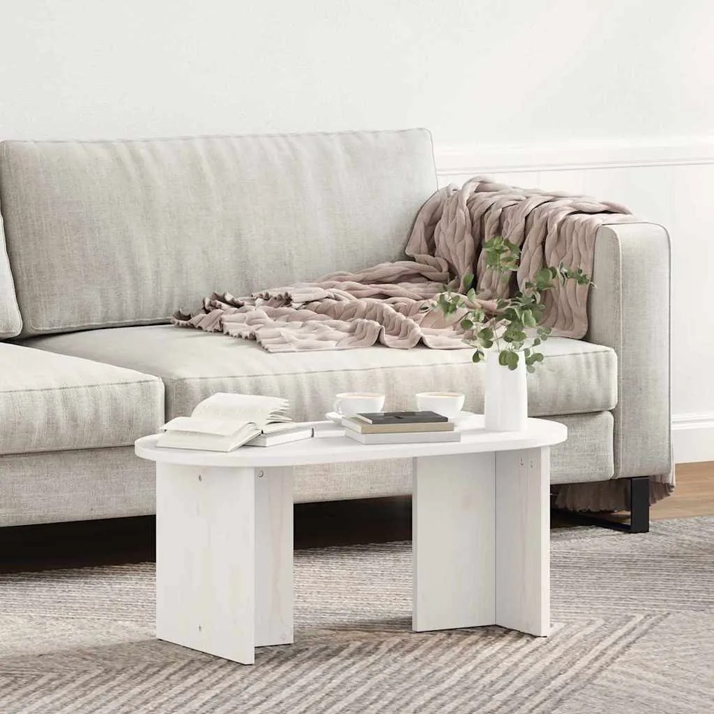 Dohányzóasztal Fehér 80 x 39.5 x 35 cm Tömör fenyőfa