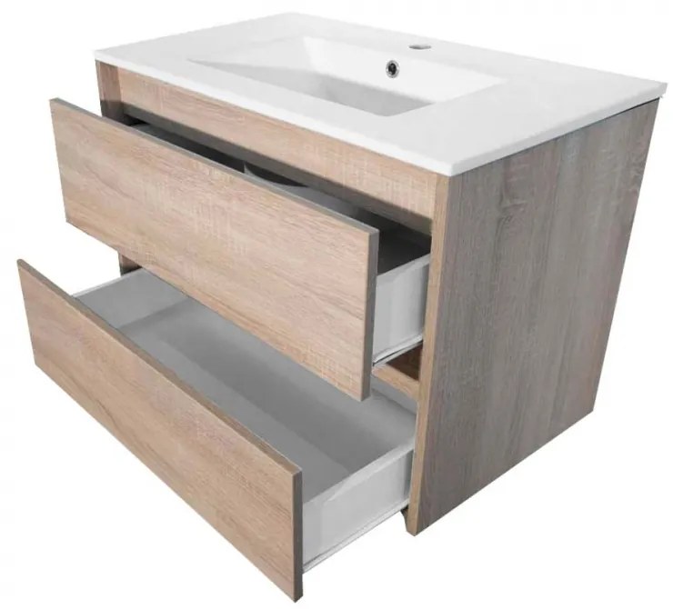 Porto 80 alsó fürdőszoba bútor mosdóval sonoma tölgy színben