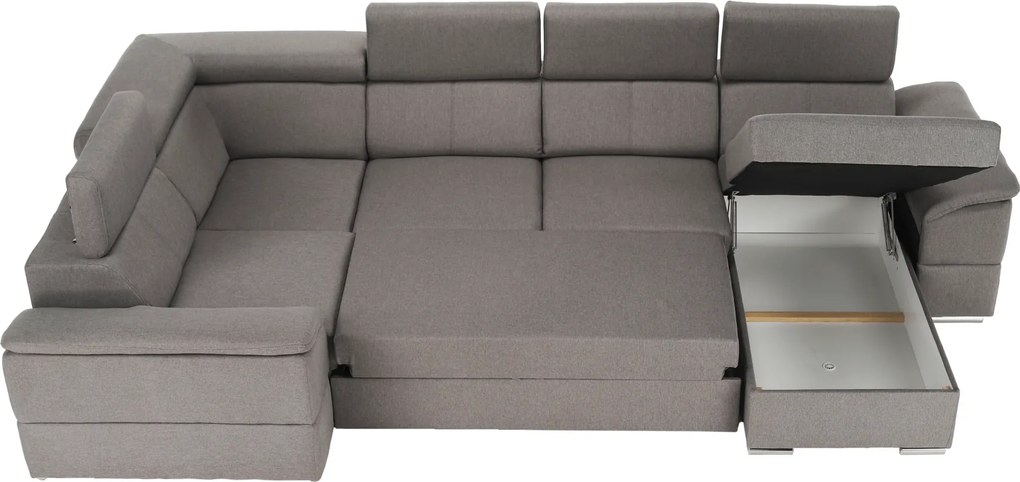 Ülőgarnitúra, szürkésbarna Taupe, jobbos kivitelezés, SEGORIA ROH U