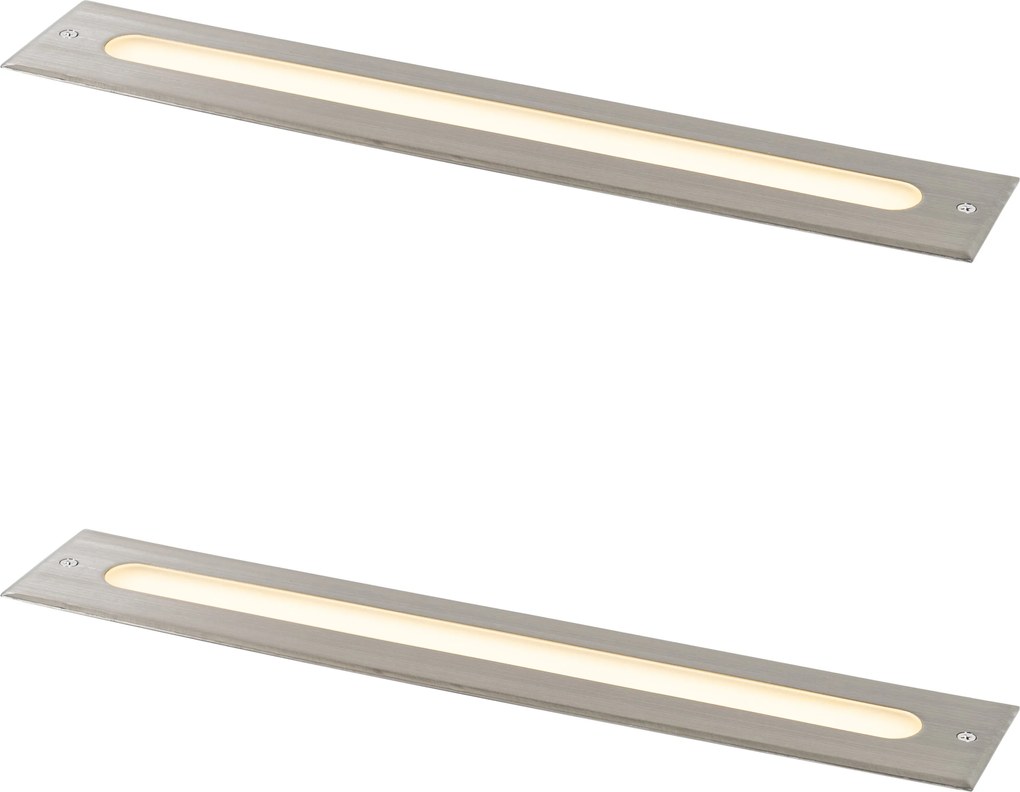 2 darabos modern acél színű földbe süllyeszthető spotlámpa készlet 50 cm LED-del IP65 - Eline