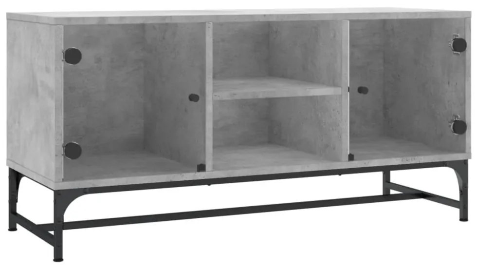 betonszürke TV-szekrény üvegajtókkal 102 x 37 x 50 cm