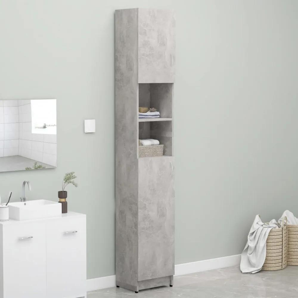 Betonszürke forgácslap fürdőszobaszekrény 32 x 25,5 x 190 cm