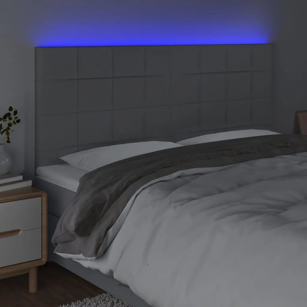 világosszürke szövet LED-es fejtámla 200x5x118/128 cm