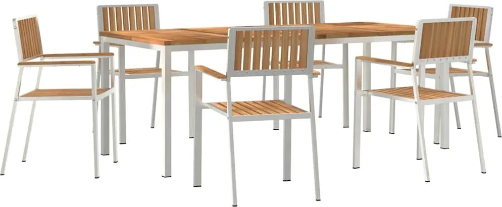 vidaXL Kültéri étkező szett 7 pcs Barna Tömör Teakfa