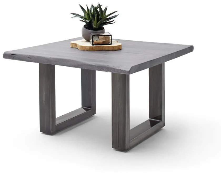 CARTAGENA dohányzó asztal akácfa 75x75cm - U alakú antikolt lábbal - Szürke