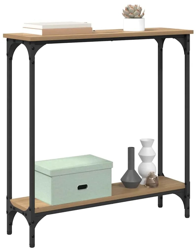 vidaXL Konzolasztal polcokkal Artisan tölgy 75 x 22,5 x 75 cm Faanyag