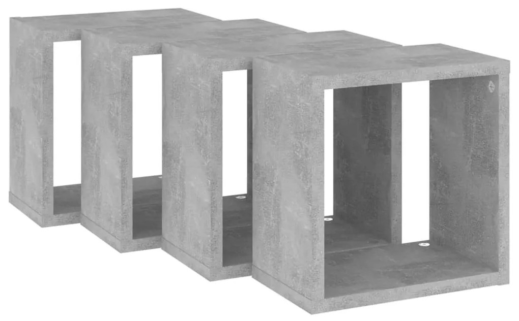 4 db betonszürke fali kockapolc 26 x 15 x 26 cm