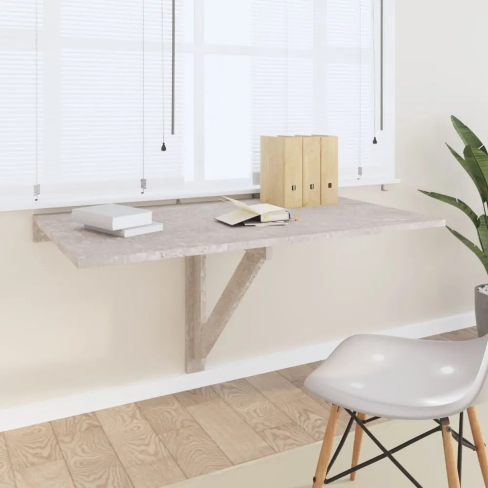 betonszürke szerelt fa összecsukható fali asztal 100x60x56 cm