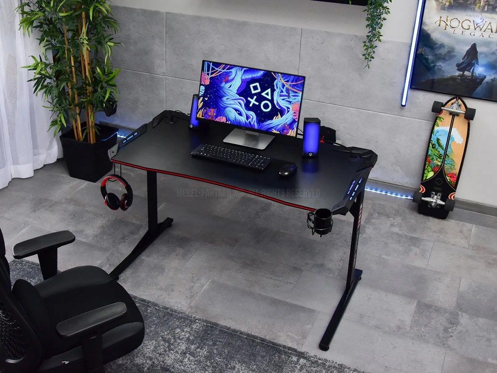 PC asztal Matts Led (fekete). Akció -16%. 1109786