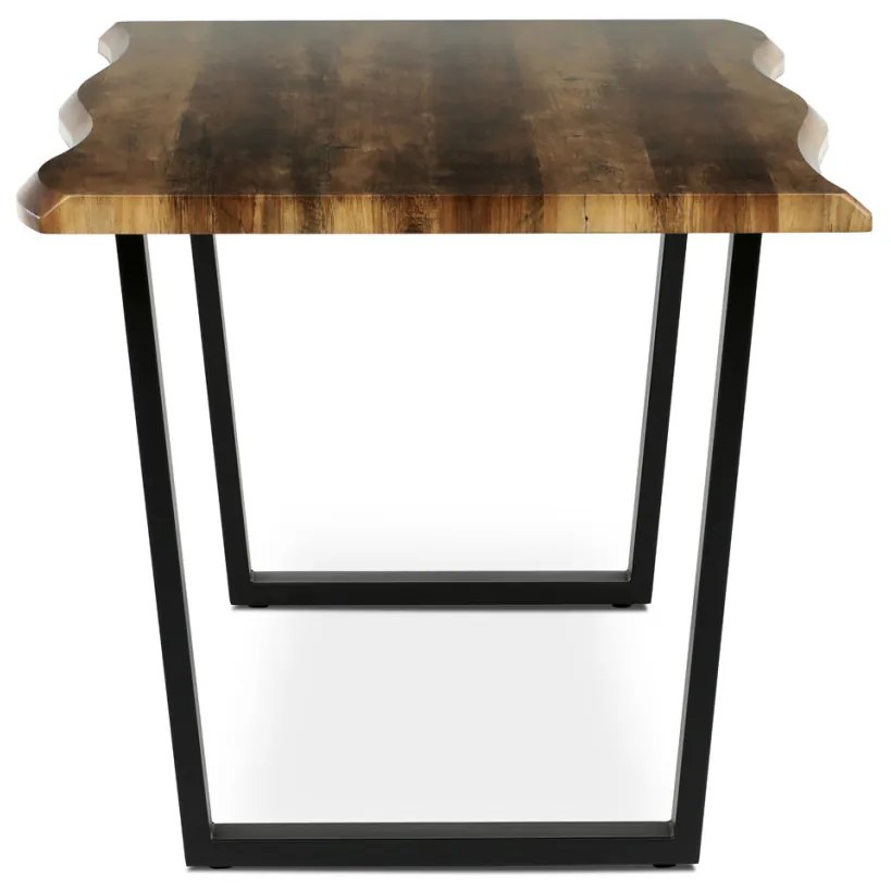 Masă de sufragerie, 180x90x75 cm, blat MDF, decor lemn învechit, picioare metalice in forma de U