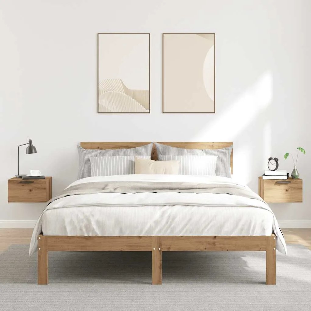 2 db kézműves tölgy fali szerelhető éjjeliszekrény 34x30x20 cm