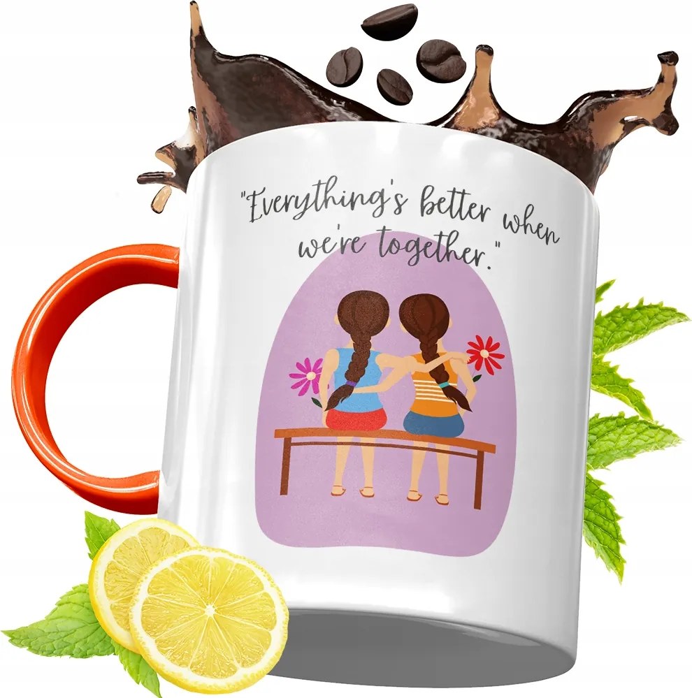 Narancssárga Bögre Barátnő Barátnőjének, fényképes nyomattal