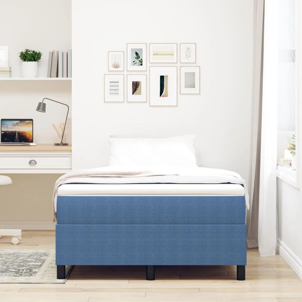 Boxspringágy matraccal Kék 120x200 cm Kordbársony