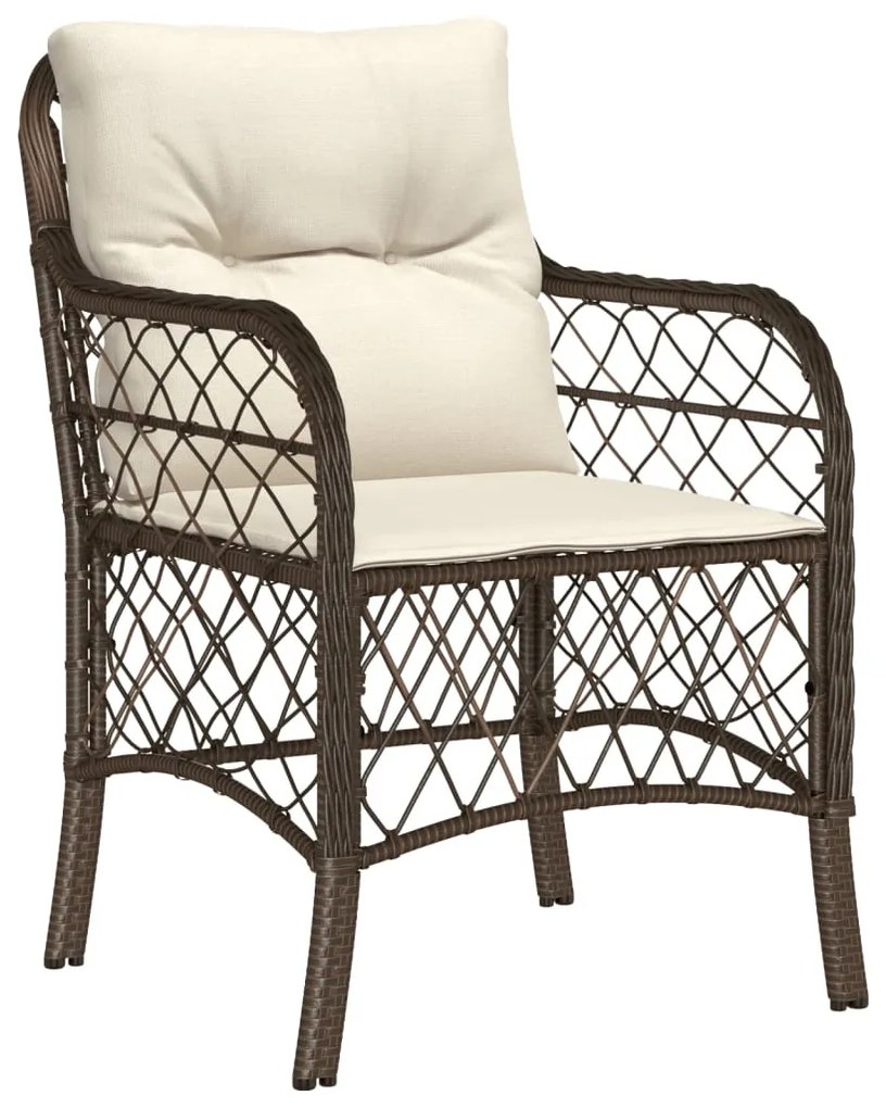 3 részes barna polyrattan bisztrógarnitúra párnákkal