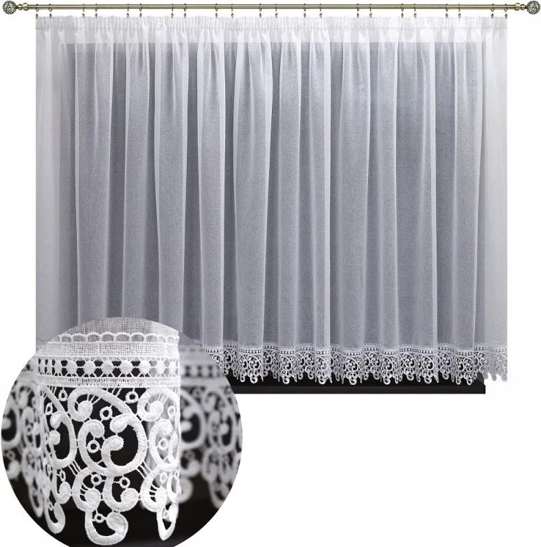 Függöny batiszt kész gipiurával 250x140 cm fehér