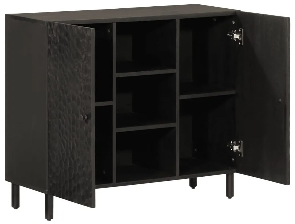 fekete tömör mangófa tálalószekrény 90 x 33 x 75 cm