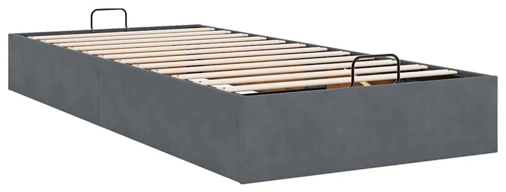 Ottomán ágykeret matrac nélkül Sötétszürke 90x200 cm bársony