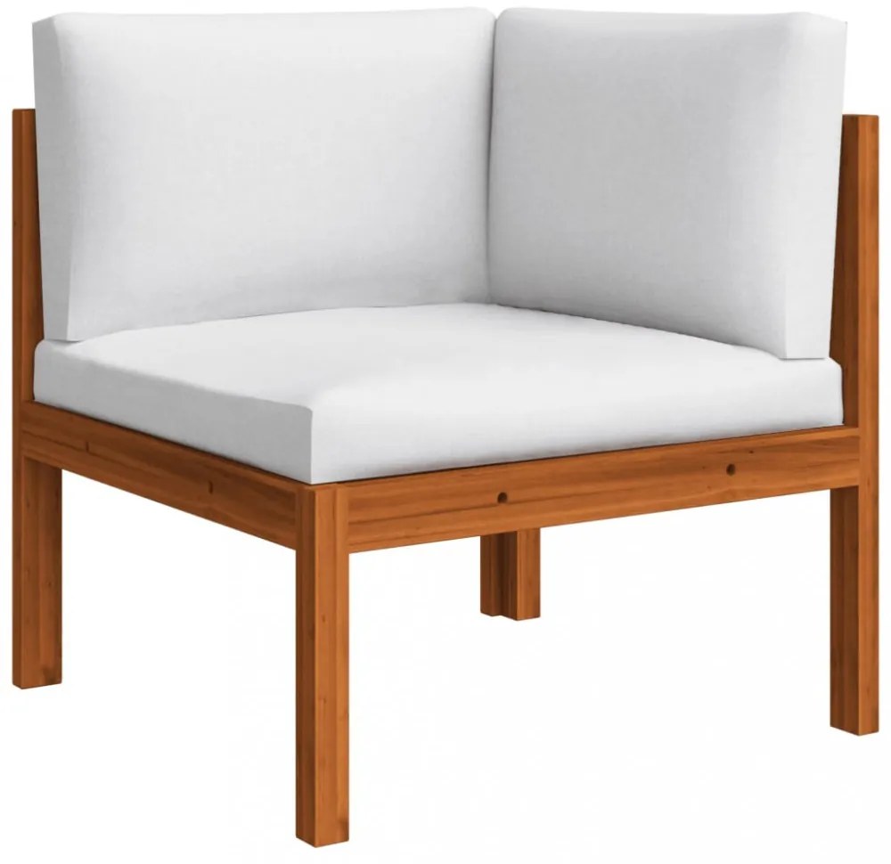 10 darabos krémszínű akácfa és kötél kerti pihenőgarnitúra párnákkal