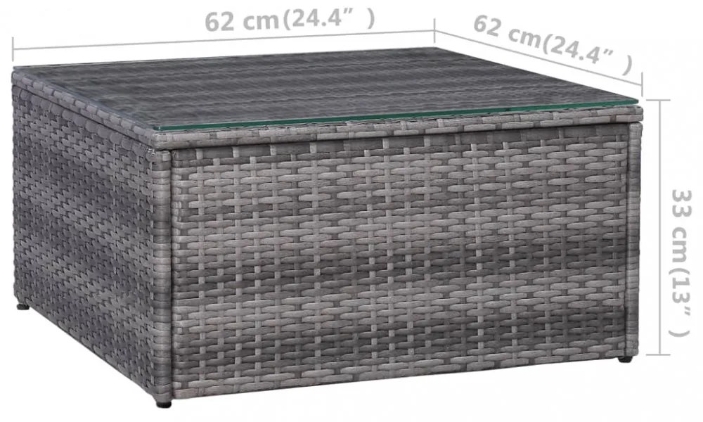5 részes szürke polyrattan kerti bútorszett párnákkal