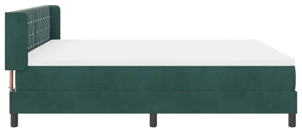 Boxspring Ágy Matraccal Sötét Zöld 180x200 cm Bársonyos