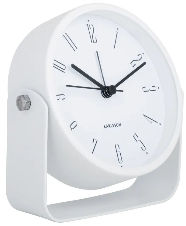 Karlsson 5989WH design ébresztőóra fehér, átmérő 12 cm