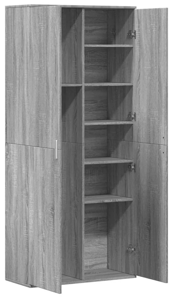 szürke sonoma színű szerelt fa magasszekrény 80 x 35 x 180 cm
