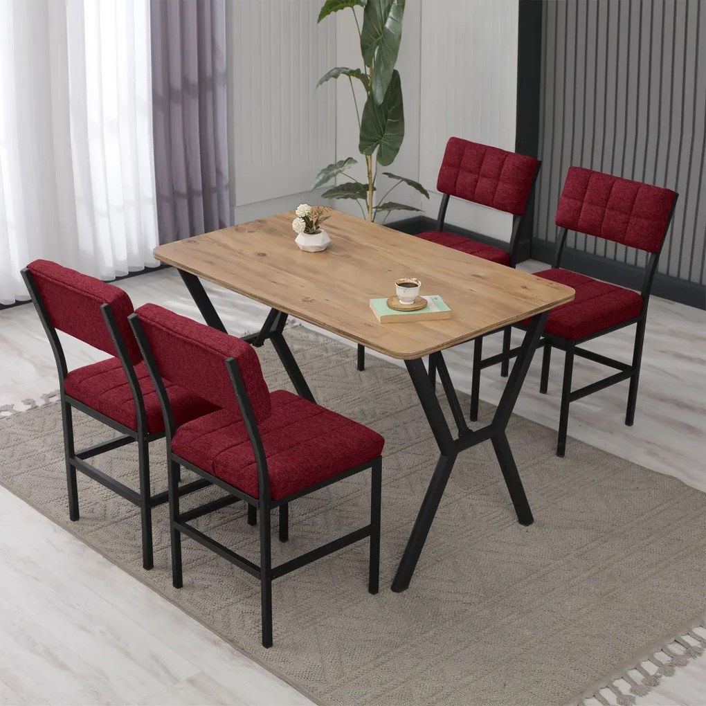 Dubai étkezőgarnitúra, bordó-dió, 110 cm