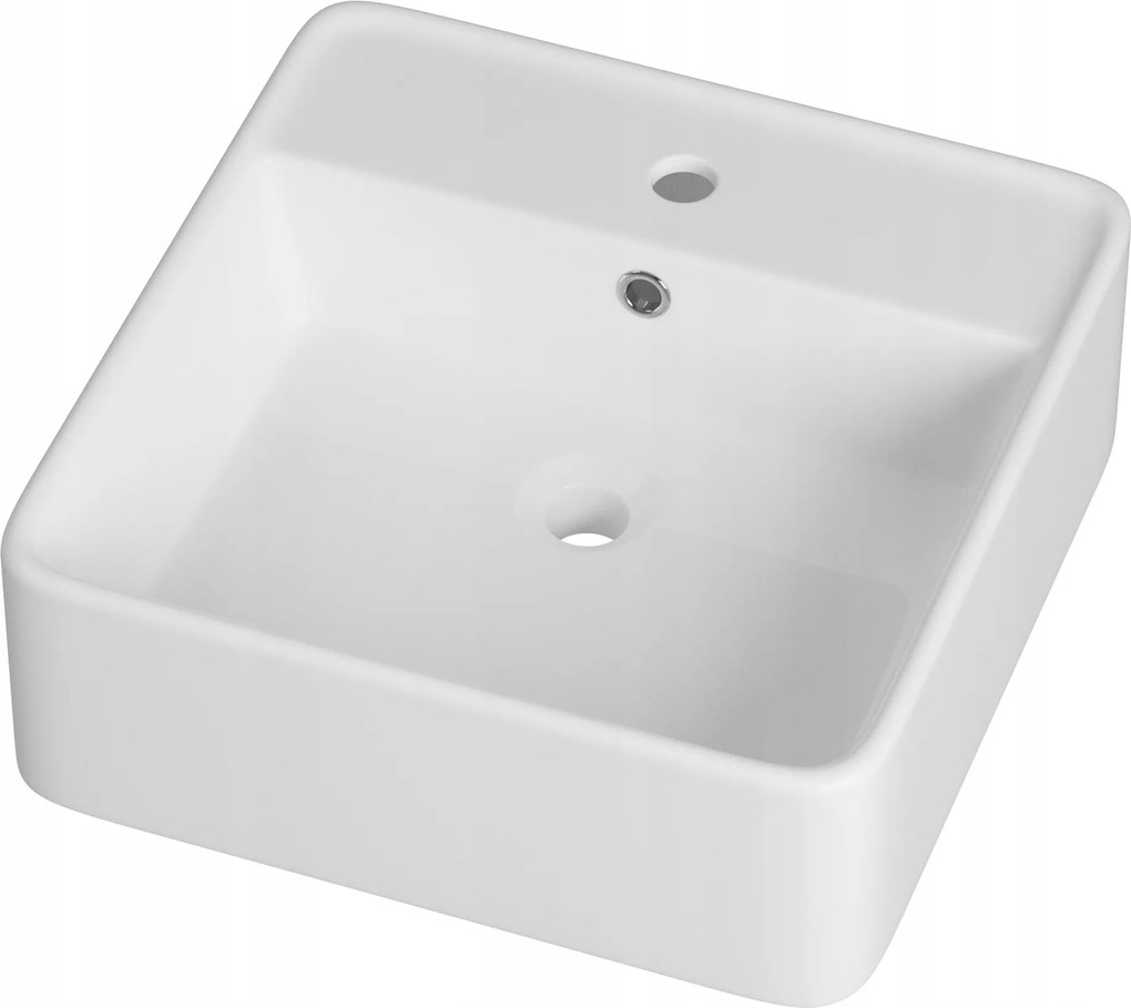 Mosdókagyló Tera Téglalap Alakú Fehér Kerámia Fürdőszobai Túlfolyóval