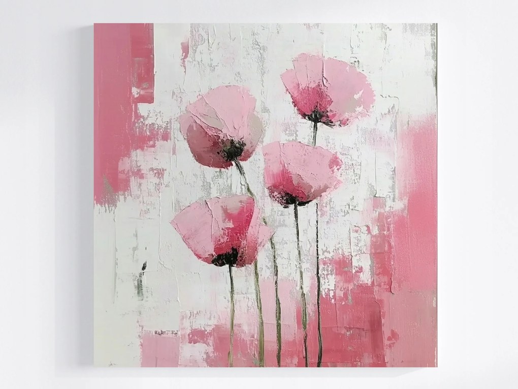 Vászonkép Canvas Olaj Impasto Természet Kert Tavasz Pipacs Virágok 40x40