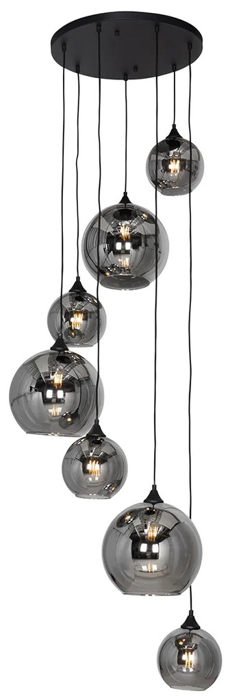 Art Deco lógólámpa fekete füstüveggel, kerek, 7 lámpás - Sandra