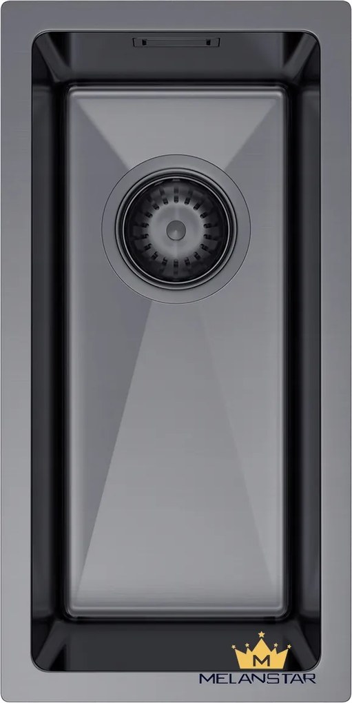 Mosogató, acél, grafit Pvd, 22x44 cm, szifonnal