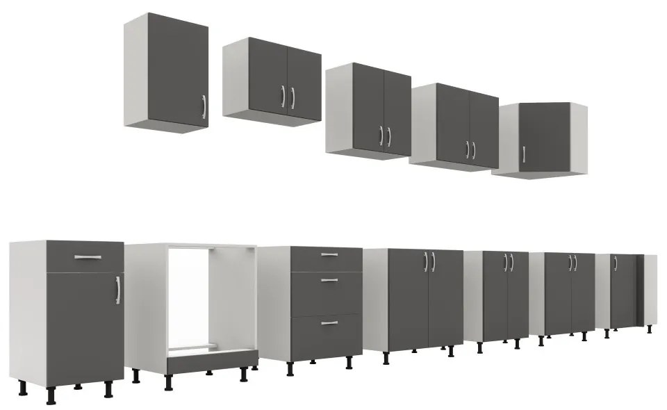 Benita Beépíthető konyhaszekrény Antracit-Fehér 60x50x80 cm