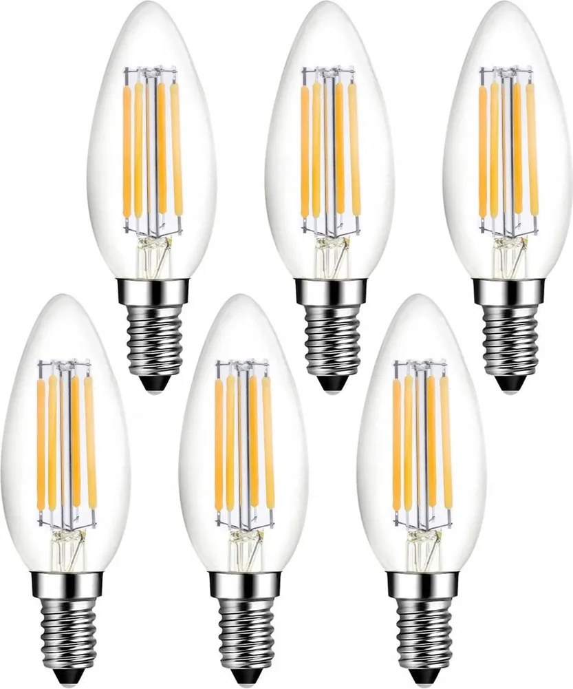 6x E14 Led filament izzó 4W=35W 400lm meleg Savineo díszgyertya