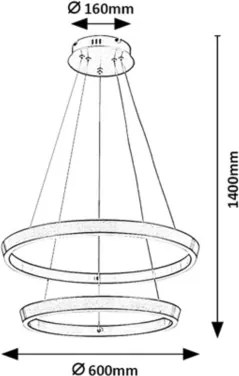 Rabalux 72403 - NEVIRA LED dimmelhető, kábellel függesztett függőlámpa LED/45W/230V 3000-6500K+távirányító