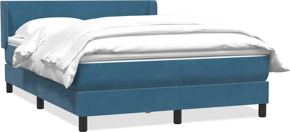 vidaXL sötétkék bársony rugós ágy matraccal 140x210 cm