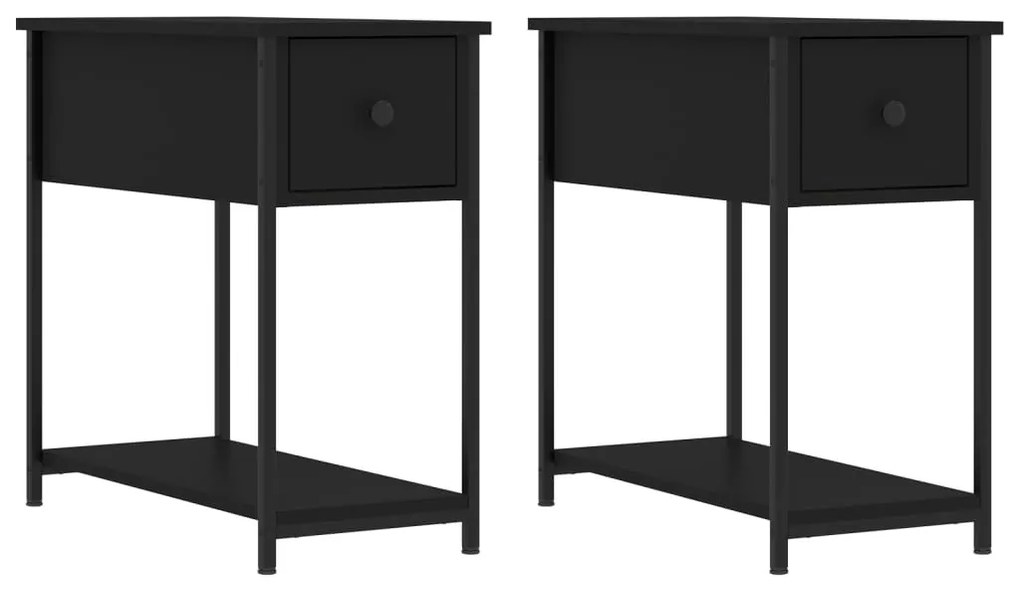 2 db fekete szerelt fa éjjeliszekrény 30x60x60 cm