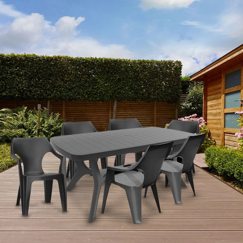 Balante 6+1 kerti bútor garnitúra szett grafit színben