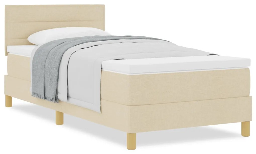 Box Spring Ágy Matraccal Krém 90x190 cm Szövet