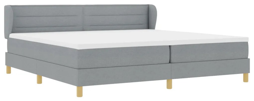 Boxspring Ágy Matraccal - Világosszürke, 200x200 cm, Szövet